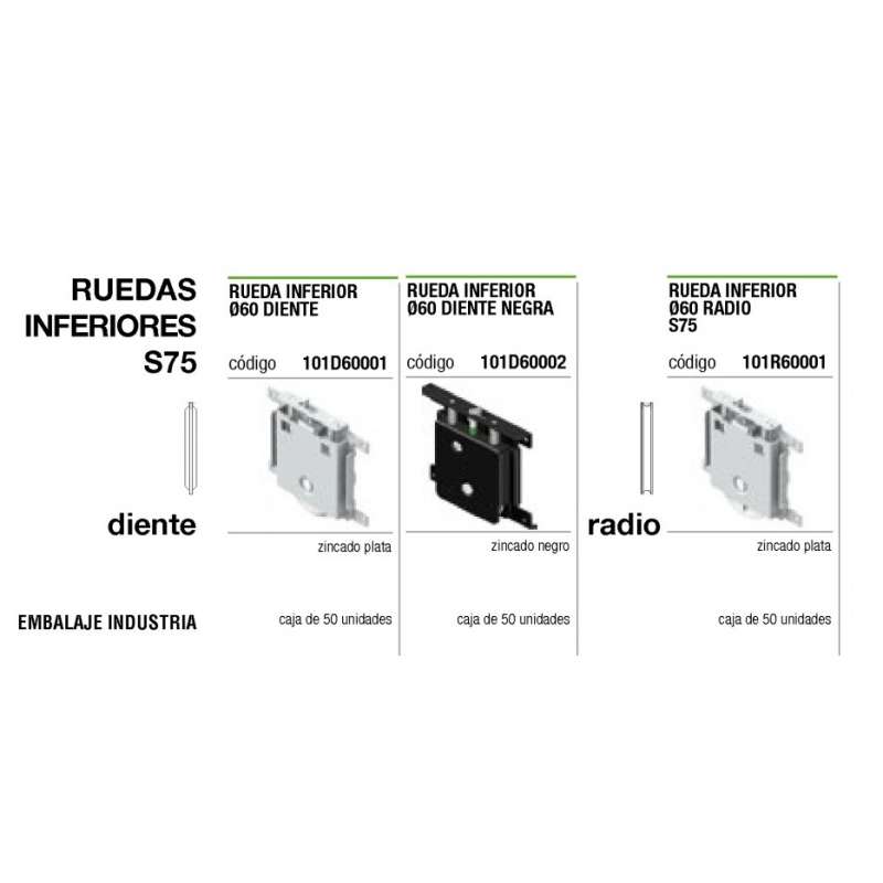 Rueda Inferior S75 Diente Negra 60