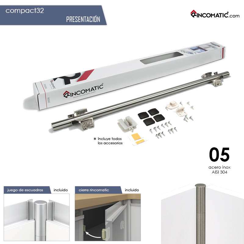 Bisagra Compact en acero inoxidable